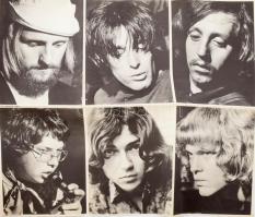 cca 1970, az Omega együttes tagjairól készített fotókból álló poszter, hajtott, kis szakadással, 48x56 cm