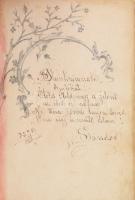 cca 1890-1895 Régi emlékkönyv, magyar és német nyelvű bejegyzésekkel, rajzokkal. Dekoratív, dombornyomott borítójú egészvászon-kötésben, viseltes állapotban, helyenként sérült, foltos, kijáró lapokkal.