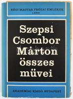 Kovács Sándor, Kulcsár Péter (szerk.): Szepsi Csombor Márton összes művei. Régi magyar prózai emlékek I.. Bp., 1968, Akadémiai. Megjelent 750 példányban. Kiadói egészvászon-kötés, kiadói papír védőborítón apró szakadással. A tételhez tartozik egy a Nemzeti Ujságban, 1923-ban megjelent, a legrégebbi magyar vers felfedezéséről írt cikk.