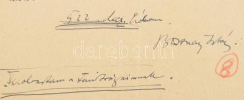 1922 Bosznay István (1868-1944) festőművész, főiskolai tanár autográf kézirata, a Képzőművészeti Fői...