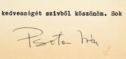 Psota Irén (1929-2016) színésznő aláírása levelén