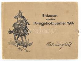 Ludwig Koch: Skizzen aus dem Kriegshofquartier. Wien,(1914),L. W. Seidel &amp; Sohn, 4 p.+46 t. Német nyelven. Kiadói egészvászon-kötés, kissé kopott, kissé foltos borítóval, 19,5x26 cm.