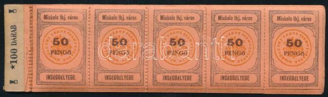 Miskolc városi ínségbélyeg 50P füzet, benne 28 db bélyeg