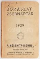 1929 Borászati Zsebnaptár az 1929. évre. 30. évfolyam. Szerk.: Baross Endre. Főmunkatár: Drucker György. Bp.,(1928.), Borászati Lapok, XV+1-56+ XVI-XVII + 57-116 + XVIII-XXI+ 117-250+ XXII-XXIII+251-296+8+XXIV-XXXVIII p. Korabeli reklámokkal. Kiadói papírkötésben, régi intézményi bélyegzésekkel.