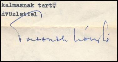 1971 Passuth László (1900-1979) író autográf aláírásával ellátott gépelt levele borítékkal író kollé...