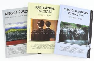 Helikon Universitas - Politológia / Politológia, közgazdaságtan sorozat 3 kötete: Tölgyessy Péter: Elégedetlenségek egyensúlya.; Lengyel László: Pártházból palotába.; Kéri László - Petschnig Mária Zita: Még 24 évszak. Bp., 1998-2001, Helikon. Kiadói kartonált papírkötés.