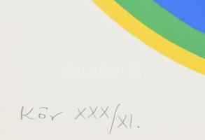 Fajó János (1937-2018): Kör, 1975. Szitanyomat, papír. Jelzett. Számozott: XXX/XI. d: 28 cm. Lapmére...