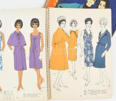 1964-1967 Divattájékoztató, 6 db, fekete-fehér és színes képekkel, ábrákkal. Spirálfűzéses papírköté...