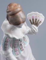 Hollóházi legyezős nő. Jelzett, hibátlan, m: 27 cm