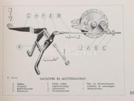 1949 Csepel 125/49 motorkerékpár használati és kezelési utasítás 164p. Képekkel, egészvászon kötésbe...
