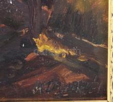 K Dala Béla (-): Napfényes utca. Olaj, karton. Jelezve jobbra lent. Üvegezett, sérült fakeretben. 35...