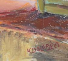 K Dala Béla (-): Faluszéle. Olaj, rétegelt falemez. Bal alsó sarokban kissé sérült. 50x58 cm