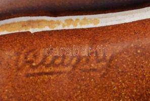 Világhy Árpád (1960- ): Táska alakú italos üveg. Jelzéssel, kopással,, 25x22 cm