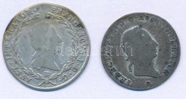 1828B 3kr Ag "I. Ferenc" + 1824B 5kr Ag "I. Ferec" T:F,VG