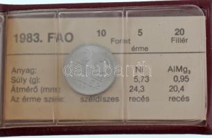 1983. 20f Al + 5Ft Ni + 10Ft Ni "FAO" sor, eredeti műbőr tokban, tanúsítvánnyal T:UNC 
Ad...
