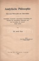 Elze, [Wilhelm Kurt]:  Analytische Philosophie. Eine neue Philosophie des Unbewussten. Einheitliche, Konstruktiv-schematische Entwicklung der Grenzen der menschlischen Erkenntnis und der Grundsätze des menschlichen Lebens. [Lipcse] Leipzig, 1922. Verlag Otto Hillmann (Druck der Dr. F. Poppe). 143 + [1] p. Egyetlen kiadás. A tudattalan filozófiája. Lételméleti és lélektani szövegközti ábrákkal, sőt képletekkel kísért német nyelvű értekezés huszonegy fejezetben, az utolsó ábrák a hipnózis módjairól. A második ív fűzése a gerincnél megerősítve. Aranyozott gerincű korabeli félvászon kötésben, az első kötéstáblán apró foltossággal.