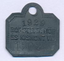 1929. "Borsod, Gömör és Kishont Vármegyék" ebadójegy / kutyabárca, "12029" sorszámmal (31x31mm) T:XF