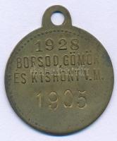 1928. Borsod, Gömör és Kishont Vármegyék bronz ebadójegy / kutyabárca, 1905 sorszámmal (36x31mm) T:XF