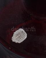 Csiszolt bordó italos palack, m: 20 cm