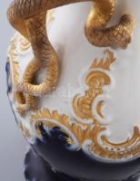 cca 19. sz. második fele, Fischer & Meig Pirkenhammer Bohemia, Díszváza pár. Kobalt mázas, arany...