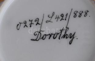 1888 Kétfüles kisváza. Kartusban historizáló jelenettel, jelzett, kopással, m: 8 cm