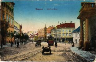 1916 Sopron, Várkerület, villamos. Blum Náthán és fia kiadása (EK)