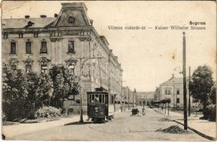 1918 Sopron, Vilmos császár út, villamos. Piri Dániel kiadása (fa)