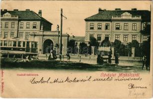 1900 Miskolc, Rudolf laktanya, villamos. Gedeon A. kiadása (EK)