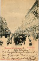 1900 Szabadka, Subotica; Kossuth utca, villamos. Heumann Mór kiadása / street, tram (EK)