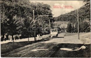 1910 Pozsony, Pressburg, Bratislava; Vaskutacska, korai trolibusz / Eisenbrünnel (Eisenbründl) / Zelezná Studienka / spa with early trolleybus