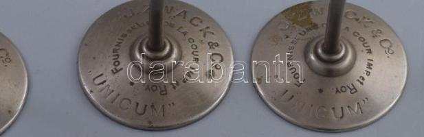 cca 1890, J. Zwack & Co. Unicum 5 darab fém likőrös pohár. Talpon a "fournisseurs de la cou...
