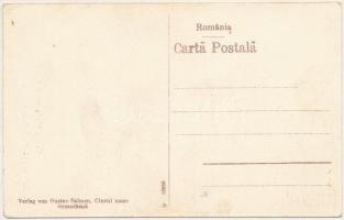 Nagysink, Großschenk, Gross-Schenk, Cincul Mare, Cincu; Marktplatz, Evang. Kirche und Schule / Piact...