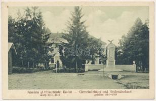 Csák, Csákova, Ciacova; Primaria si Monumentul Eroilor morti 1914-1918 / Gemeindehaus und Heldendenkmal gefallen 1914-1918 / Városháza, első világháborús hősök szobra. Alexander Simonovits kiadása / town hall, WWI heroes' monument (fl)