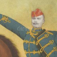 1902 Szolgálati időm emlékéül. Litografált emléklap üvegezett keretben, 42x53 cm