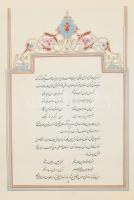 Perzsa kalligrafikus verseskönyv, kissé kopott műbőr kötésben