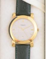 Tissot F385 karóra. Kvarc, dátumkijelzéssel, működik, bőr szíjjal, leírással, dobozában, számlap d: ...
