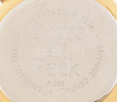 Tissot F385 karóra. Kvarc, dátumkijelzéssel, működik, bőr szíjjal, leírással, dobozában, számlap d: ...