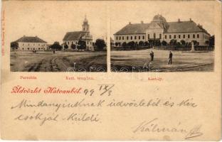 1899 (Vorläufer) Hatvan, Katolikus templom és parókia, Grassalkovich kastély. Hoffmann M. L. kiadása (fl) + "HATVAN P.U."