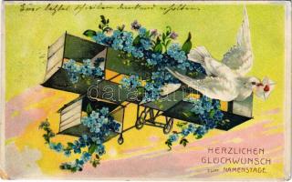 1916 Herzlichen Glückwunsch zum Namenstage / Névnapi dombornyomott üdvözlet / Name Day greeting. A.K. i. W. 855. embossed litho (EK)