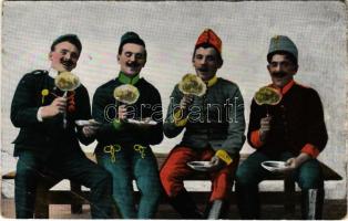 1912 Osztrák-magyar katonák ebédje / Austro-Hungarian K.u.k. military, soldiers' lunch (Rb)