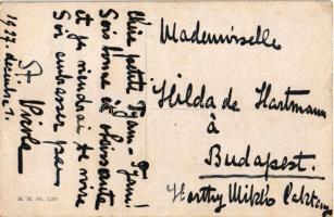1927 Mikulás és Krampusz játék / Saint Nicholas and Krampus doll. M.M. Nr. 1297. (apró szakadás / ti...