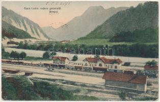 1909 Brezoi, Brezoiu (Valcea); Gara Lotru vedere generala / railway station, train, locomotive (EK)