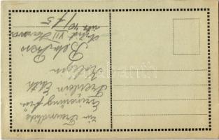 Preis Béla harmonikás cirkuszi művész saját arcképével / Hungarian circus musician with his photo