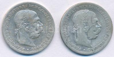 Ausztria 1893-1894. 1K Ag "Ferenc József" (2xklf) T:F patina Austria 1893-1894. 1 Corona A...