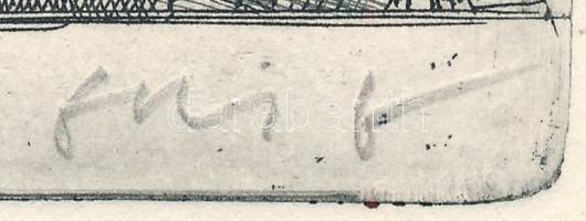 Gacs Gábor (1930-2019): A Nemzeti Dal nyomdai előkészítése, 1848 március 15 (Petőfi). Rézkarc, papír...