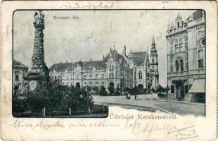 1901 Kecskemét, Kossuth tér (fa) + Hátoldalon &quot;BUDAPEST-FŐPOSTA&quot; hatszögű bélyegzés 16 portóval