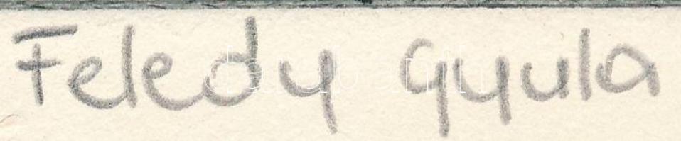 Feledy Gyula (1928-2010): Petőfi útján (Madrid). Rézkarc, papír, jelzett. 19x29,5 cm