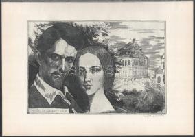 Lenkey Zoltán (1936-1983): Petőfi és Szendrey Júlia. Rézkarc, papír, jelzett. 19,5x29,5cm