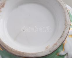 cca 1860/80 Pirkenhammer Fischer & Mieg empír 5 személyes teás készlet. Kopással, kiöntőn repedé...