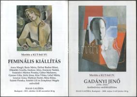 Merítés a KUT-ból kiállítássorozat 2 db, IV. és XV. sz. katalógusa: Kopócsy Anna, Haas János (szerk.): Gadányi Jenő (1896-1960) festőművész emlékkiállítása. Bp., 2001, HAAS Galéria. 12 p. Színes és fekete-fehér képekkel illusztrált. Kiadói papírkötés. + Kopócsy Anna, Zsákovics Ferenc, Haas János (szerk.): Feminális kiállítás. Anna Margit, Barta Mária, Deliné Bacher Rózsi, Dömötör Gizella, Endresz Alice, Ferenczy Noémi, Futásfalvi Márton Piroska, Gábor Marianne, Gyenes Gitta, Járitz Józsa, Kiss Vilma, Lehel Mária, Lesznai Anna stb. Bp., 2011, HAAS Galéria. 12 p. Színes és fekete-fehér képekkel illusztrált. Kiadói papírkötés.